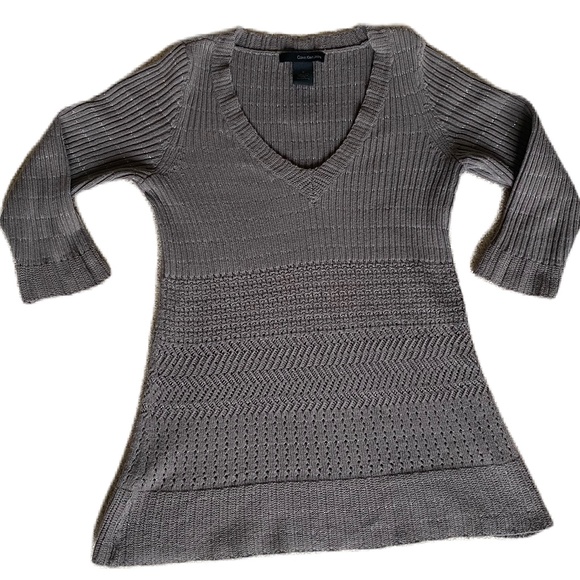 Calvin Klein  tunic sweater v-neck metallic thread Medium - Picture 1 of 13